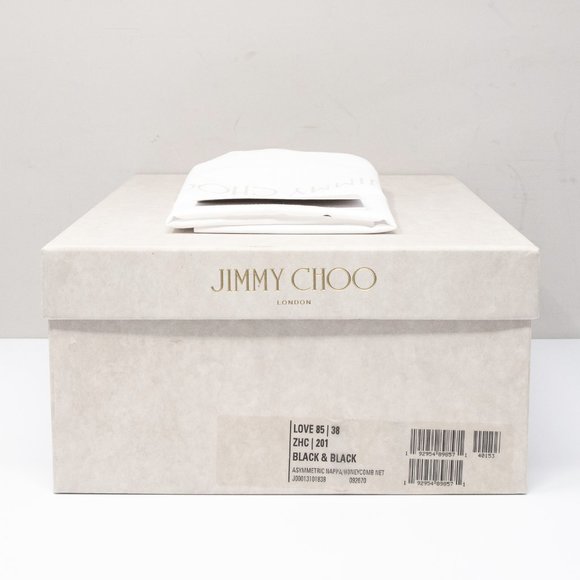Jimmy Choo Love 85 Black Asymmetrical Mesh Leather Heels (Multiple Sizes) - Picture 7 of 8